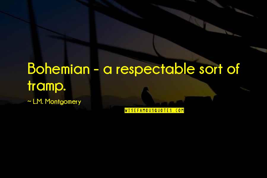 Best Bohemian Quotes By L.M. Montgomery: Bohemian - a respectable sort of tramp. Best Bohemian Quotes By L.M. Montgomery: Bohemian - a respectable sort of tramp.