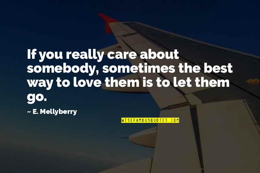 Best Books Quotes By E. Mellyberry: If you really care about somebody, sometimes the