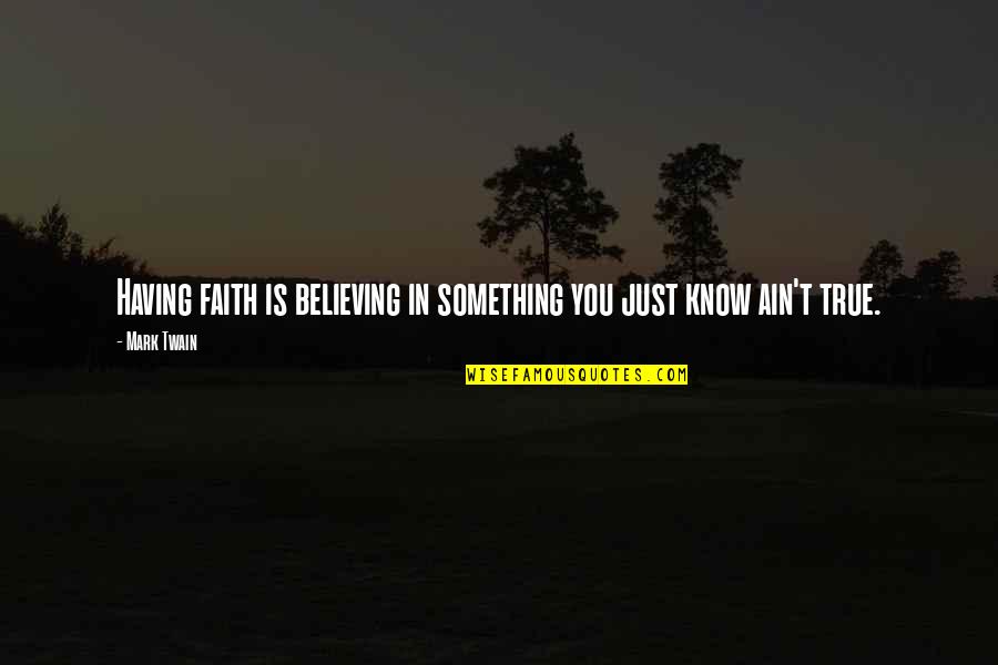 Best Bouncing Souls Quotes By Mark Twain: Having faith is believing in something you just