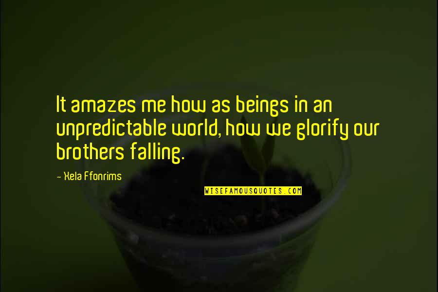 Best Brothers In The World Quotes By Xela Ffonrims: It amazes me how as beings in an
