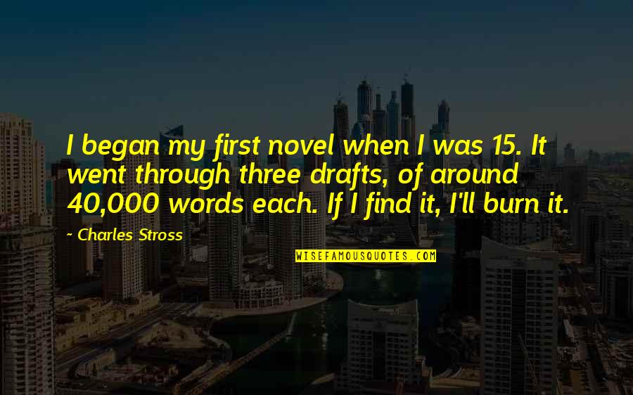 Best Burn Quotes By Charles Stross: I began my first novel when I was