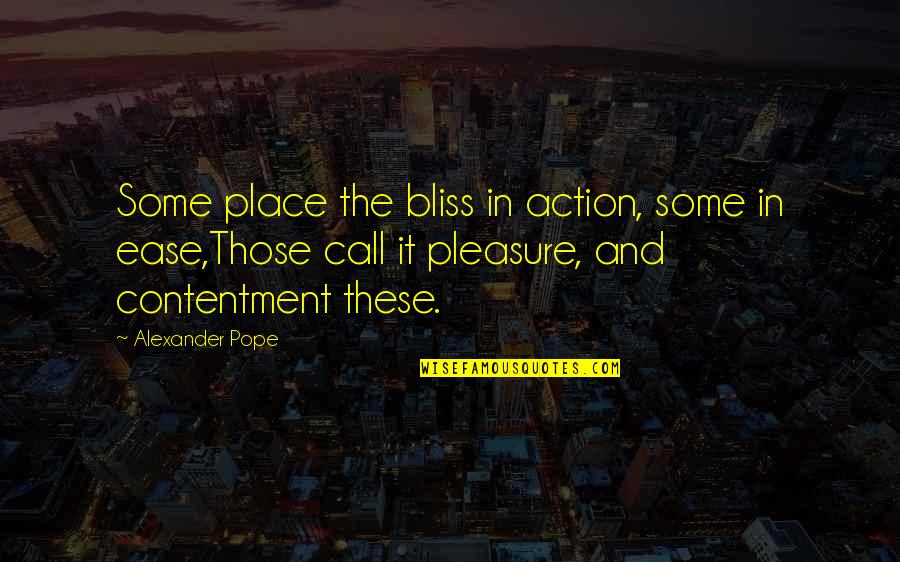 Best Call To Action Quotes By Alexander Pope: Some place the bliss in action, some in