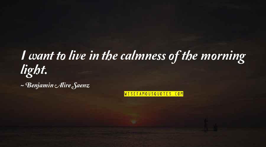 Best Calmness Quotes By Benjamin Alire Saenz: I want to live in the calmness of