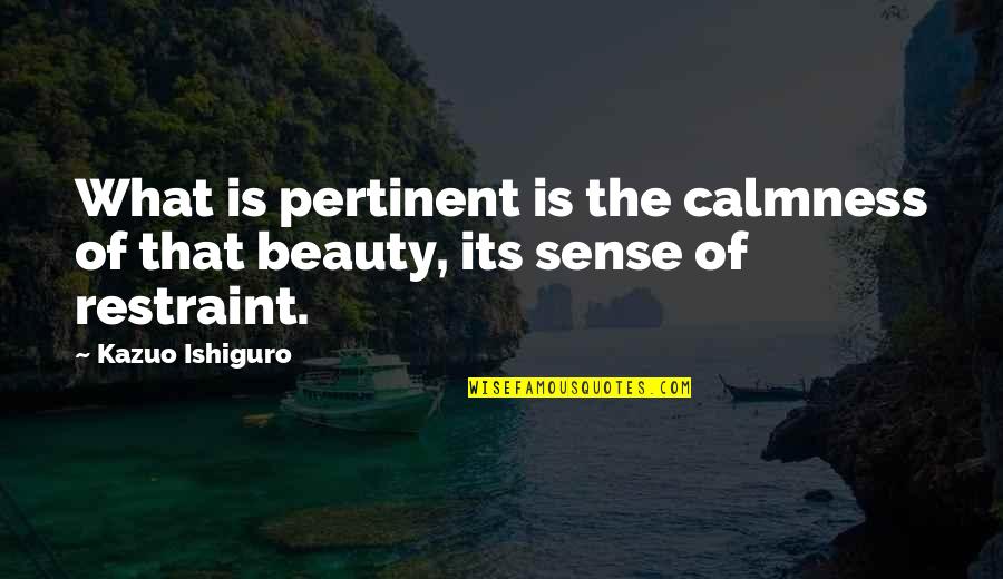 Best Calmness Quotes By Kazuo Ishiguro: What is pertinent is the calmness of that