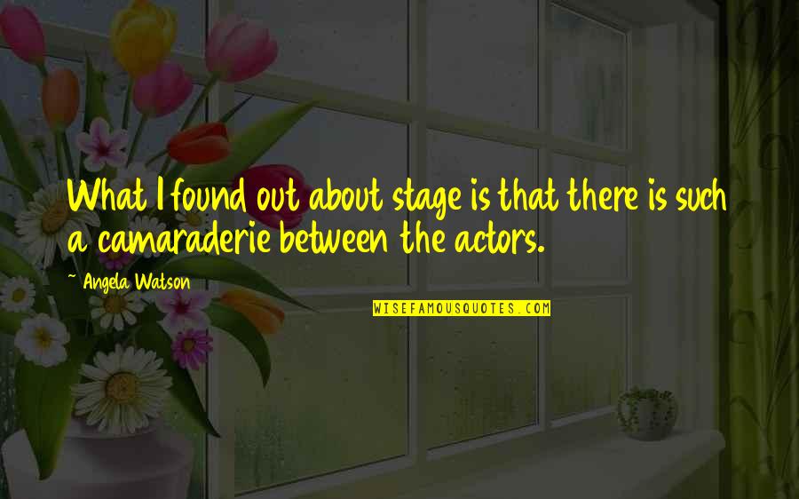 Best Camaraderie Quotes By Angela Watson: What I found out about stage is that