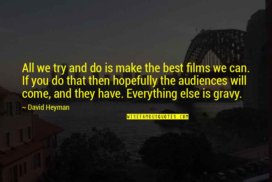 Best Can Do Quotes By David Heyman: All we try and do is make the