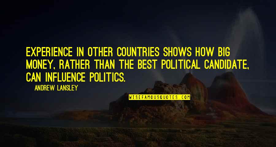 Best Candidate Quotes By Andrew Lansley: Experience in other countries shows how big money,