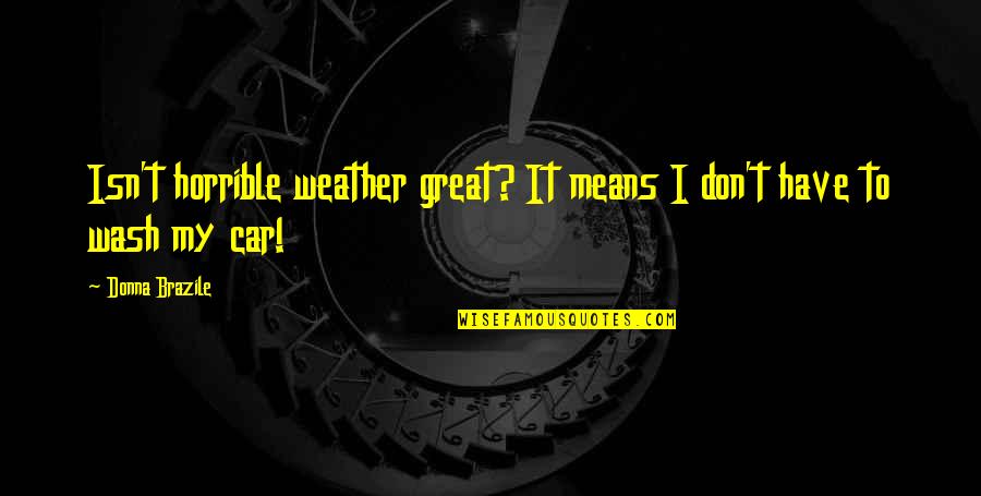 Best Car Wash Quotes By Donna Brazile: Isn't horrible weather great? It means I don't