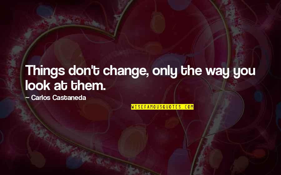 Best Castaneda Quotes By Carlos Castaneda: Things don't change, only the way you look Best Castaneda Quotes By Carlos Castaneda: Things don't change, only the way you look