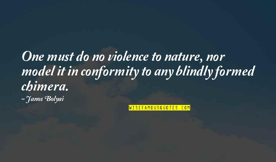 Best Chimera Quotes By Janos Bolyai: One must do no violence to nature, nor
