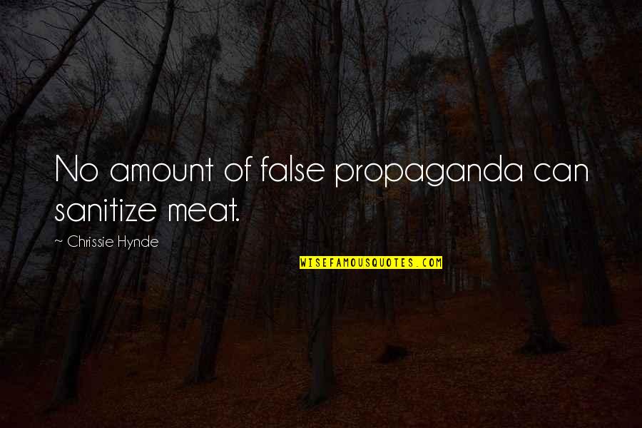 Best Chrissie Hynde Quotes By Chrissie Hynde: No amount of false propaganda can sanitize meat. Best Chrissie Hynde Quotes By Chrissie Hynde: No amount of false propaganda can sanitize meat.
