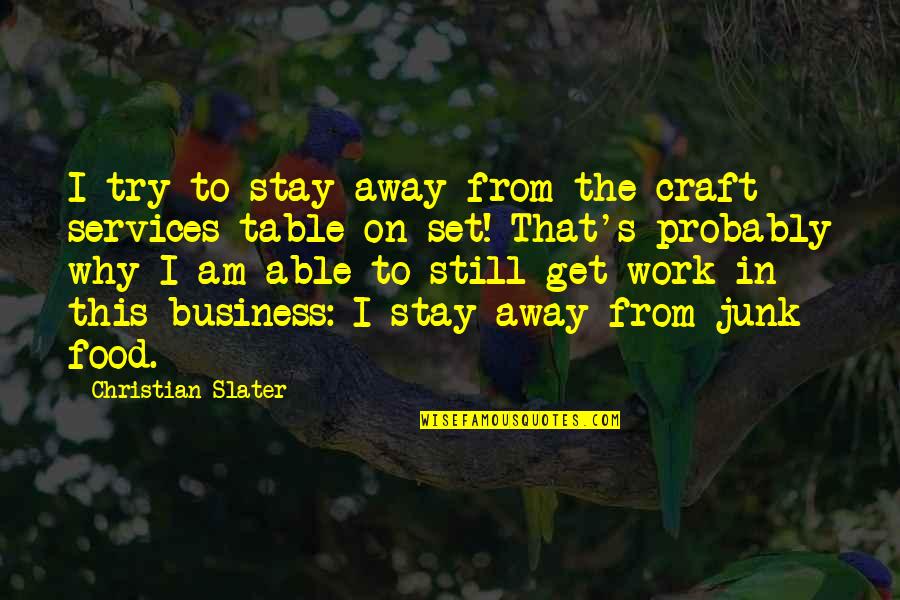 Best Christian Business Quotes By Christian Slater: I try to stay away from the craft