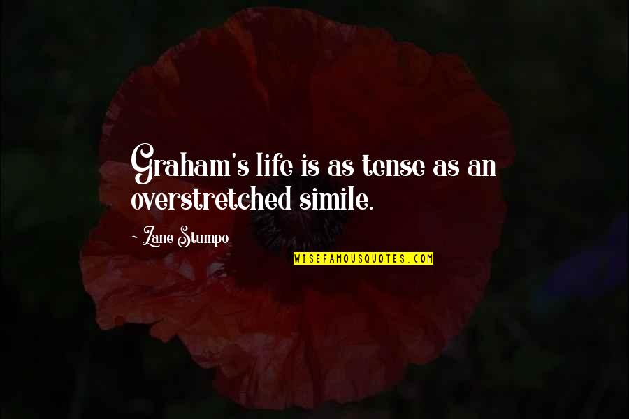 Best Clever And Funny Quotes By Zane Stumpo: Graham's life is as tense as an overstretched