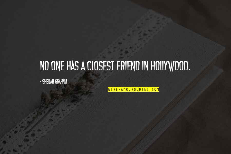 Best Closest Friend Quotes By Sheilah Graham: No one has a closest friend in Hollywood.