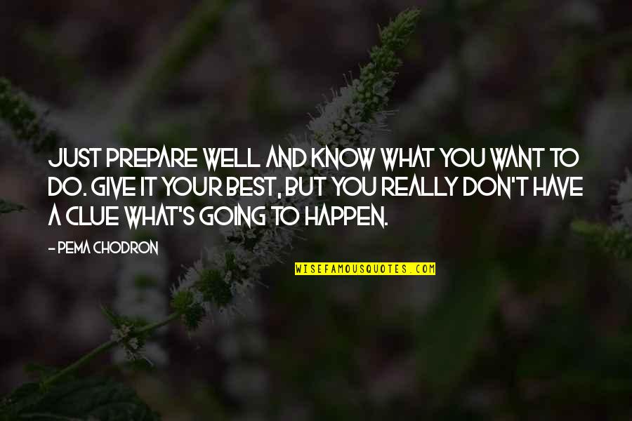 Best Clue Quotes By Pema Chodron: Just prepare well and know what you want
