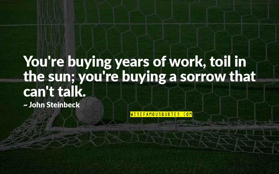 Best Coach Taylor Quotes By John Steinbeck: You're buying years of work, toil in the