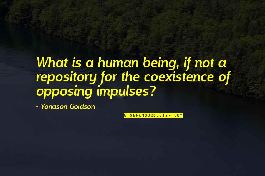 Best Coexistence Quotes By Yonason Goldson: What is a human being, if not a