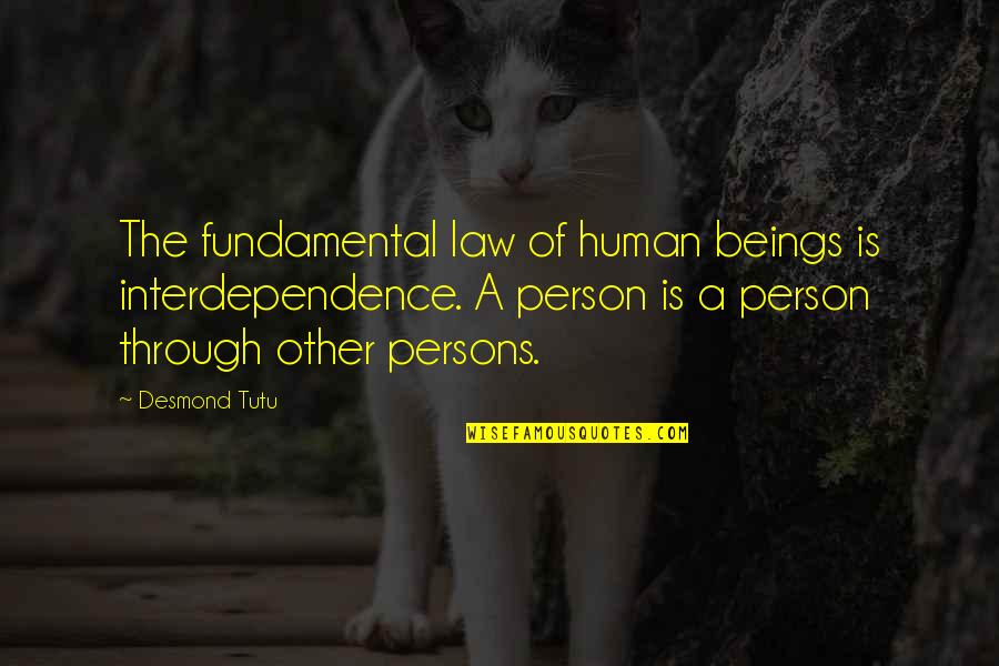 Best Collaboration Quotes By Desmond Tutu: The fundamental law of human beings is interdependence.