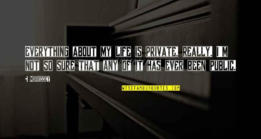 Best Condolence Quotes By Morrissey: Everything about my life is private, really. I'm Best Condolence Quotes By Morrissey: Everything about my life is private, really. I'm