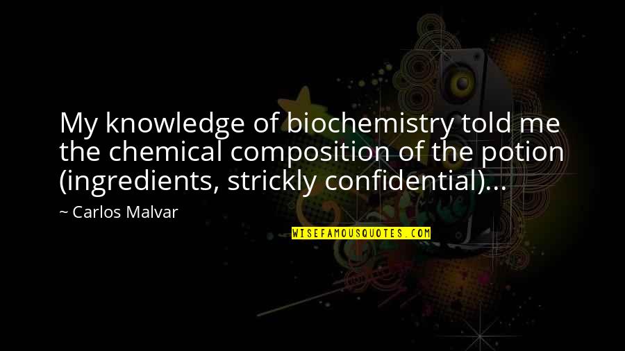 Best Confidential Quotes By Carlos Malvar: My knowledge of biochemistry told me the chemical
