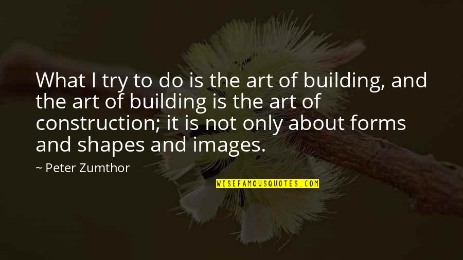 Best Construction Quotes By Peter Zumthor: What I try to do is the art