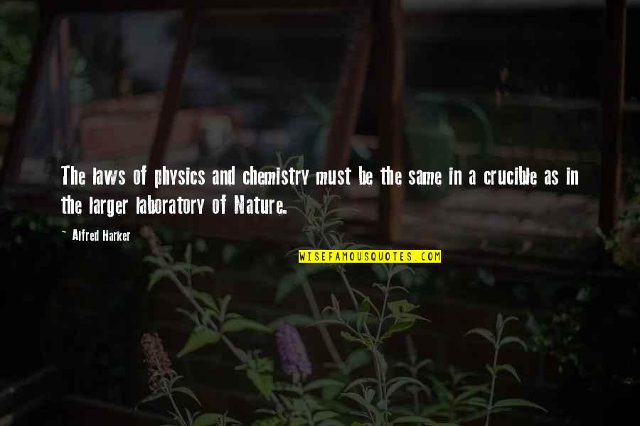 Best Crucible Quotes By Alfred Harker: The laws of physics and chemistry must be Best Crucible Quotes By Alfred Harker: The laws of physics and chemistry must be