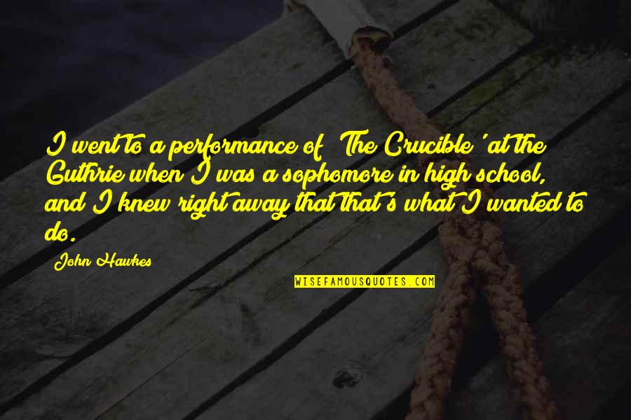 Best Crucible Quotes By John Hawkes: I went to a performance of 'The Crucible' Best Crucible Quotes By John Hawkes: I went to a performance of 'The Crucible'