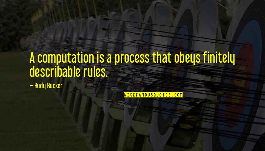 Best Cv Quotes By Rudy Rucker: A computation is a process that obeys finitely