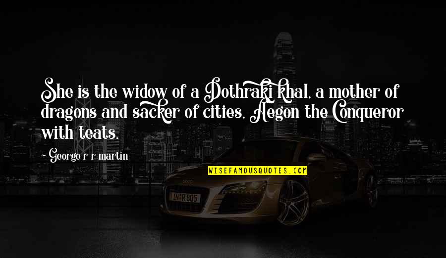 Best Daenerys Targaryen Quotes By George R R Martin: She is the widow of a Dothraki khal,