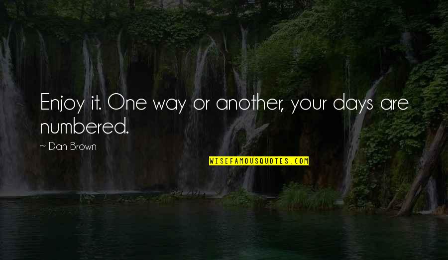 Best Dan Brown Quotes By Dan Brown: Enjoy it. One way or another, your days