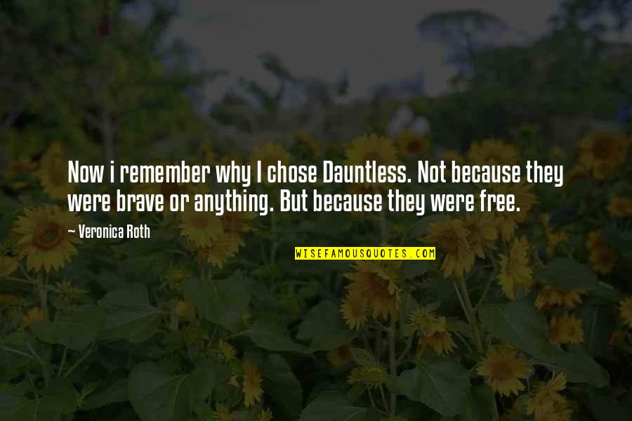 Best Dauntless Quotes By Veronica Roth: Now i remember why I chose Dauntless. Not