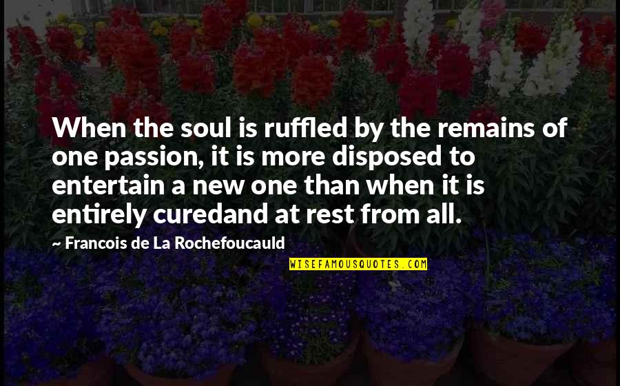 Best De La Soul Quotes By Francois De La Rochefoucauld: When the soul is ruffled by the remains