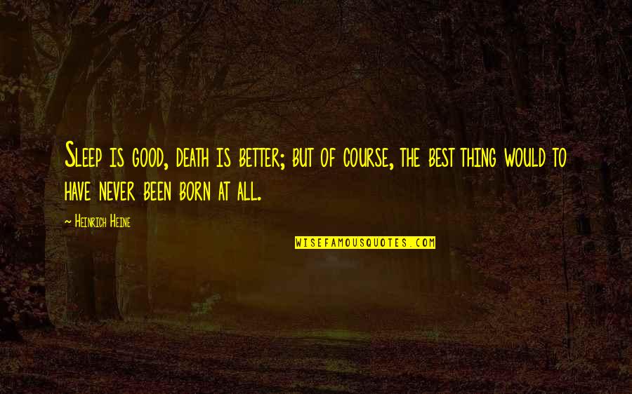 Best Death Quotes By Heinrich Heine: Sleep is good, death is better; but of