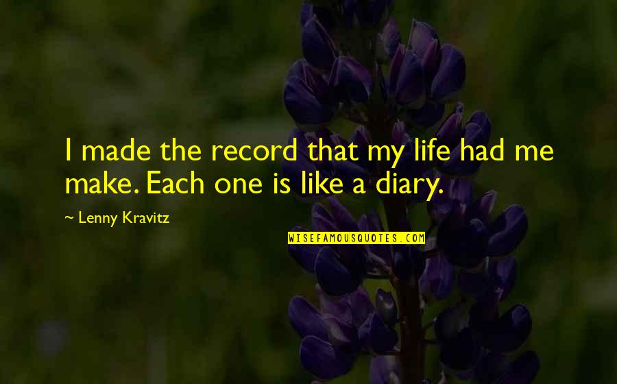 Best Diary Quotes By Lenny Kravitz: I made the record that my life had