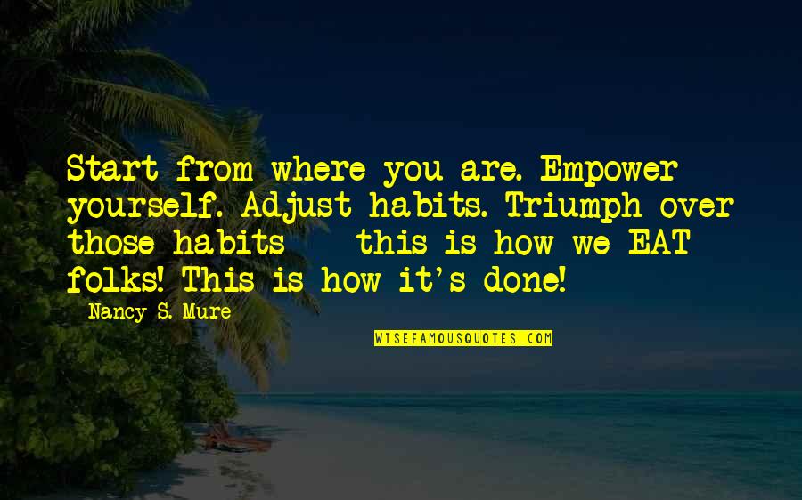 Best Diet Motivational Quotes By Nancy S. Mure: Start from where you are. Empower yourself. Adjust