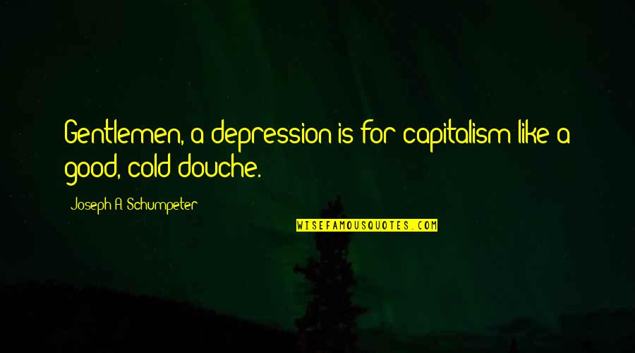 Best Douche Quotes By Joseph A. Schumpeter: Gentlemen, a depression is for capitalism like a