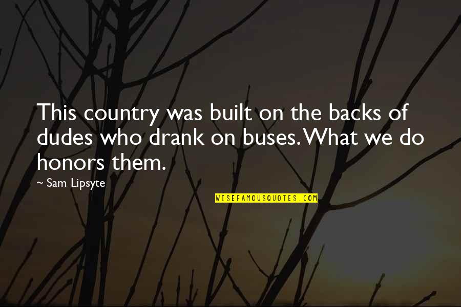 Best Dudes Quotes By Sam Lipsyte: This country was built on the backs of
