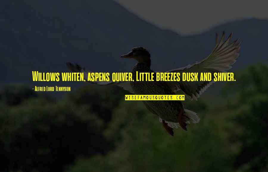 Best Dusk Quotes By Alfred Lord Tennyson: Willows whiten, aspens quiver, Little breezes dusk and