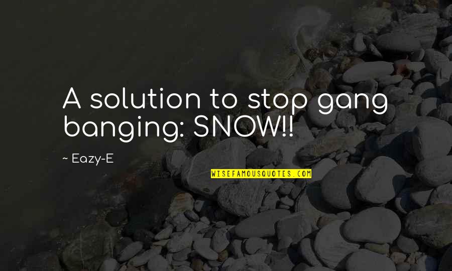 Best Eazy E Quotes By Eazy-E: A solution to stop gang banging: SNOW!!