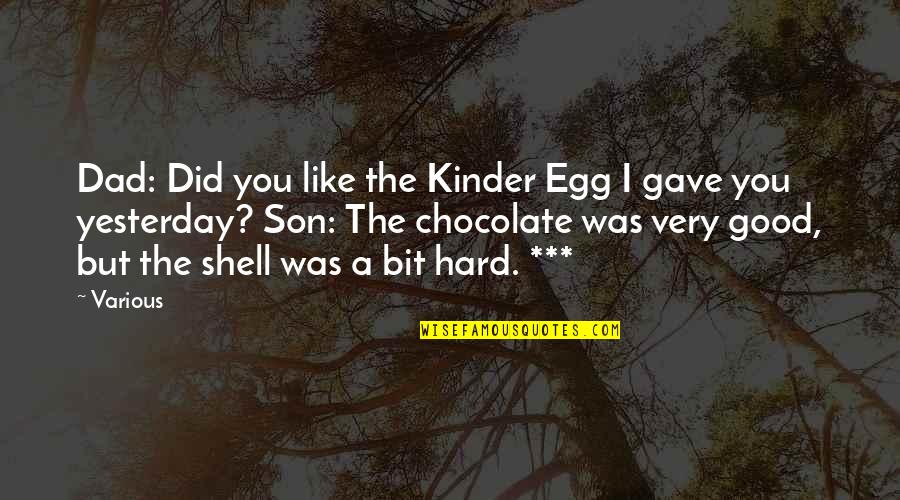 Best Egg Quotes By Various: Dad: Did you like the Kinder Egg I