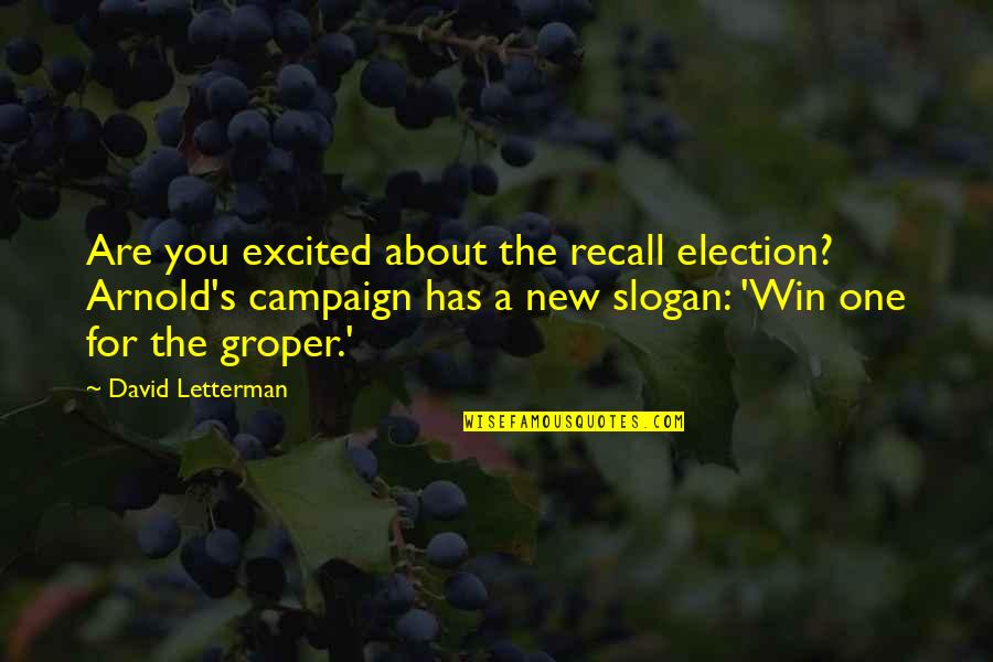 Best Election Campaign Quotes By David Letterman: Are you excited about the recall election? Arnold's