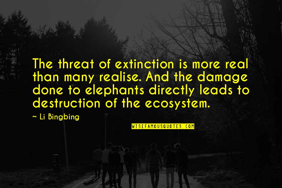 Best Elephants Quotes By Li Bingbing: The threat of extinction is more real than