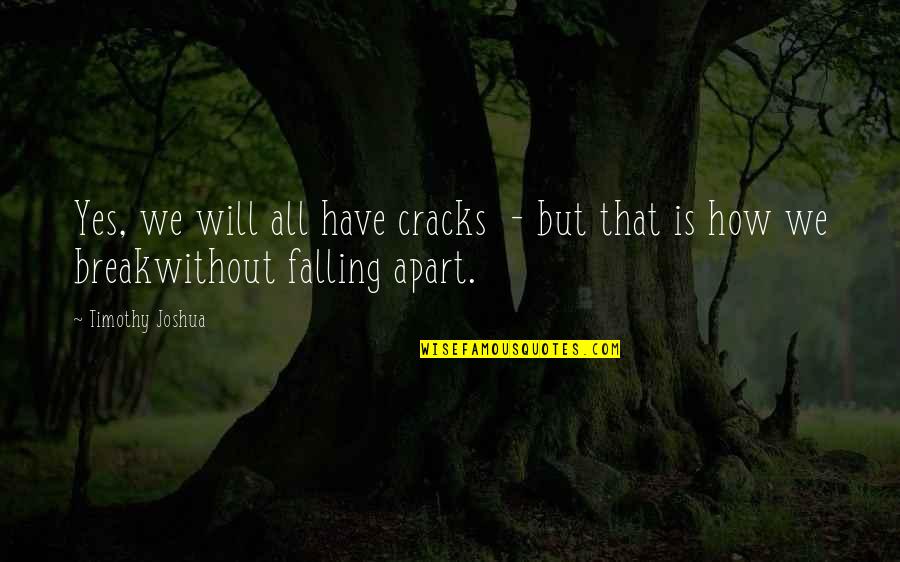 Best Eliza Hamilton Quotes By Timothy Joshua: Yes, we will all have cracks - but