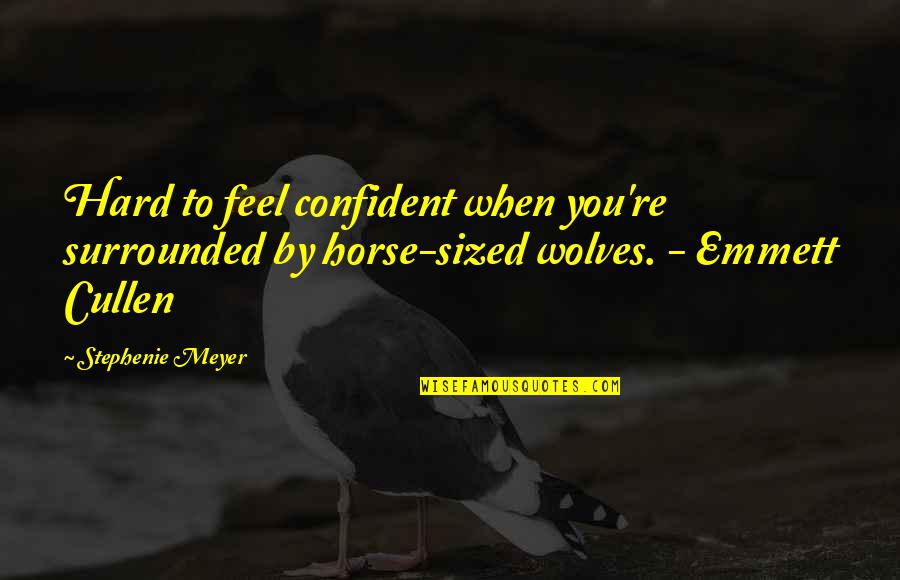 Best Emmett Cullen Quotes By Stephenie Meyer: Hard to feel confident when you're surrounded by