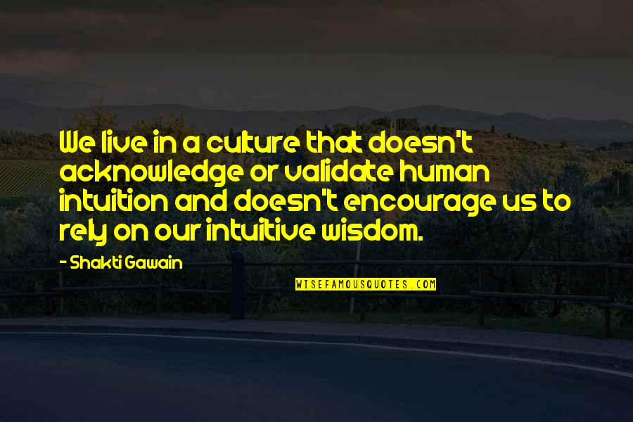 Best Encourage Quotes By Shakti Gawain: We live in a culture that doesn't acknowledge