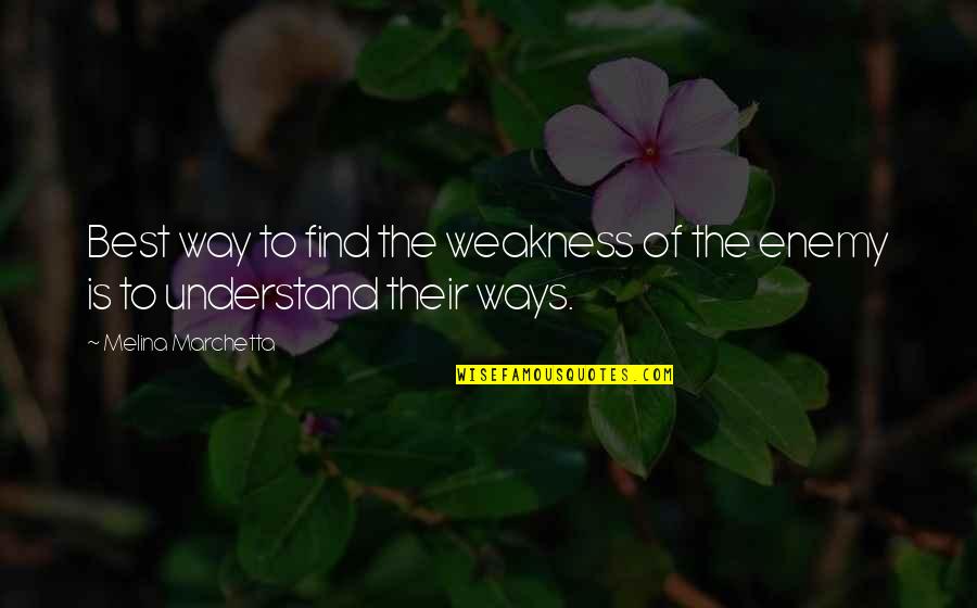 Best Enemy Quotes By Melina Marchetta: Best way to find the weakness of the