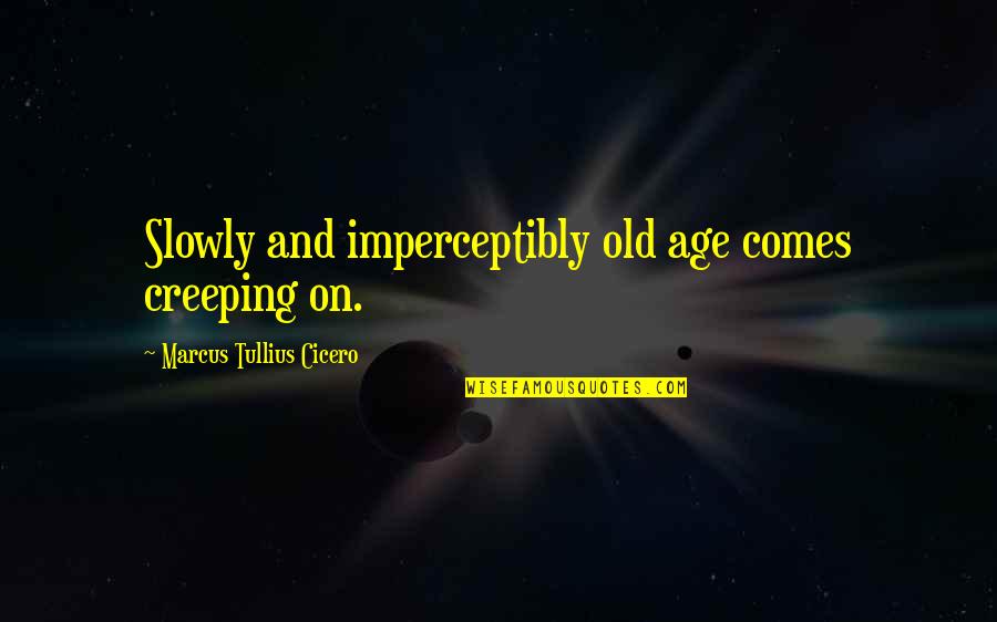 Best English Lit Quotes By Marcus Tullius Cicero: Slowly and imperceptibly old age comes creeping on.