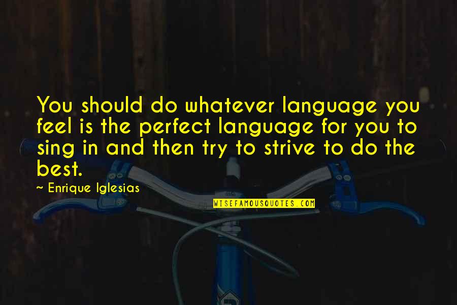 Best Enrique Iglesias Quotes By Enrique Iglesias: You should do whatever language you feel is