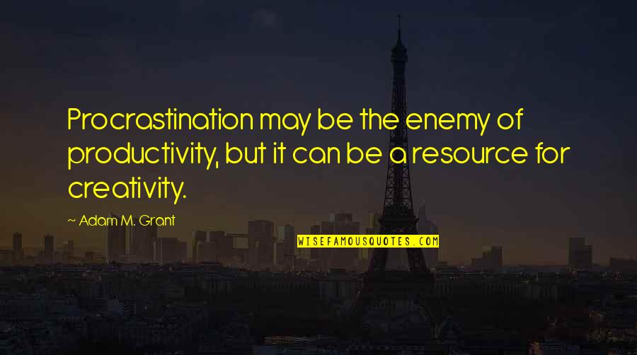 Best Environmental Awareness Quotes By Adam M. Grant: Procrastination may be the enemy of productivity, but