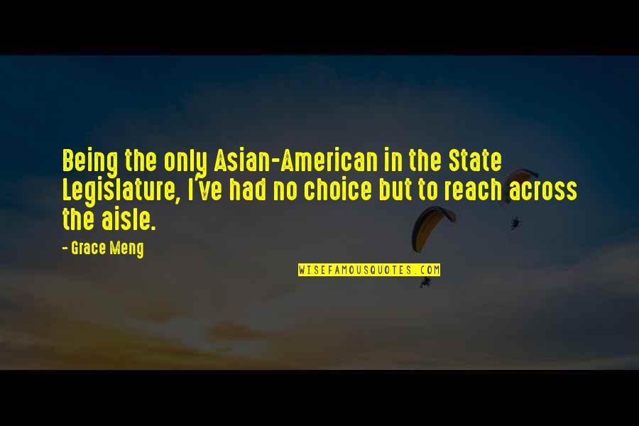 Best Esl Quotes By Grace Meng: Being the only Asian-American in the State Legislature,